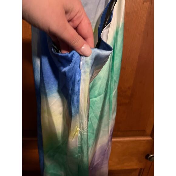 NWT Revolve Retrofete Women's Scarlett Silk Maxi Dress Watercolor Wave Size L - Picture 11 of 16